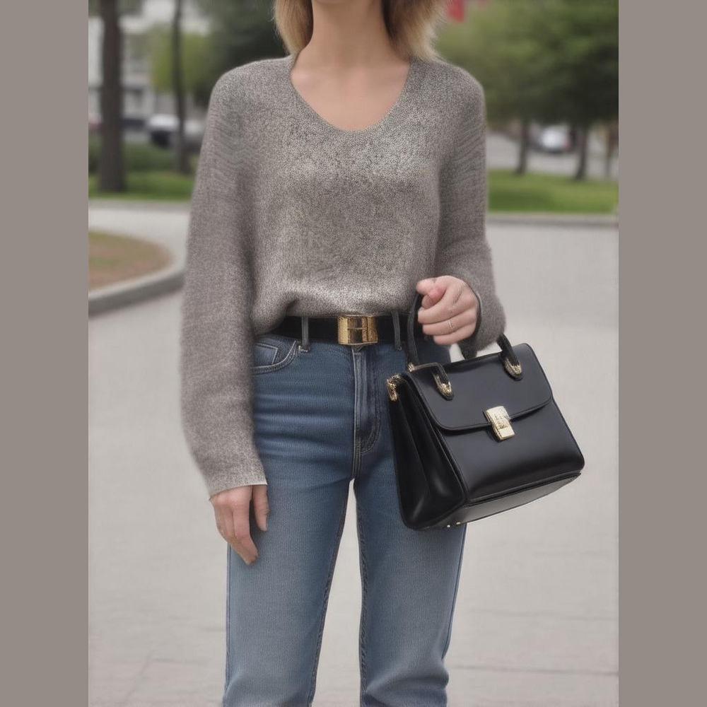 Lety & Me black and white long sleeve crew neck knit sweater, size Large, NWT